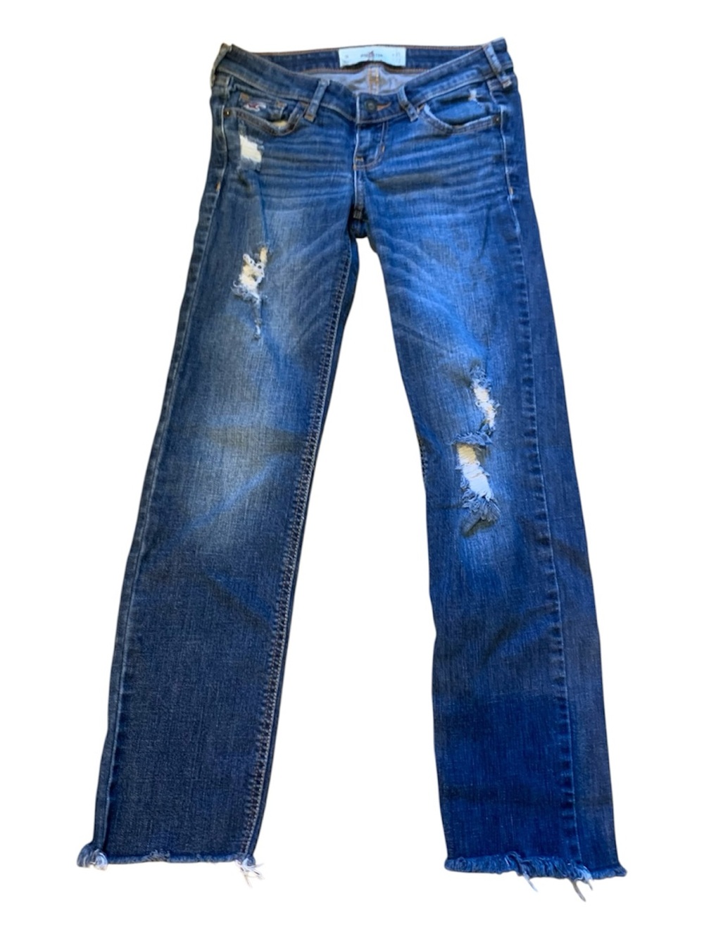 HOLLISTER Women's Distressed Straight-Leg Jeans 25x33